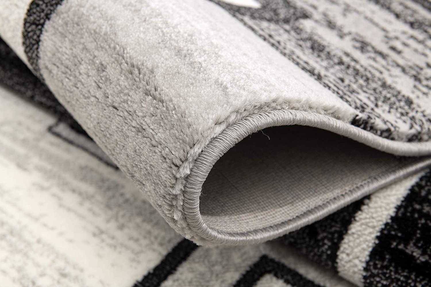 3’ x 20’ Gray Asymmetric Blocks Runner Rug