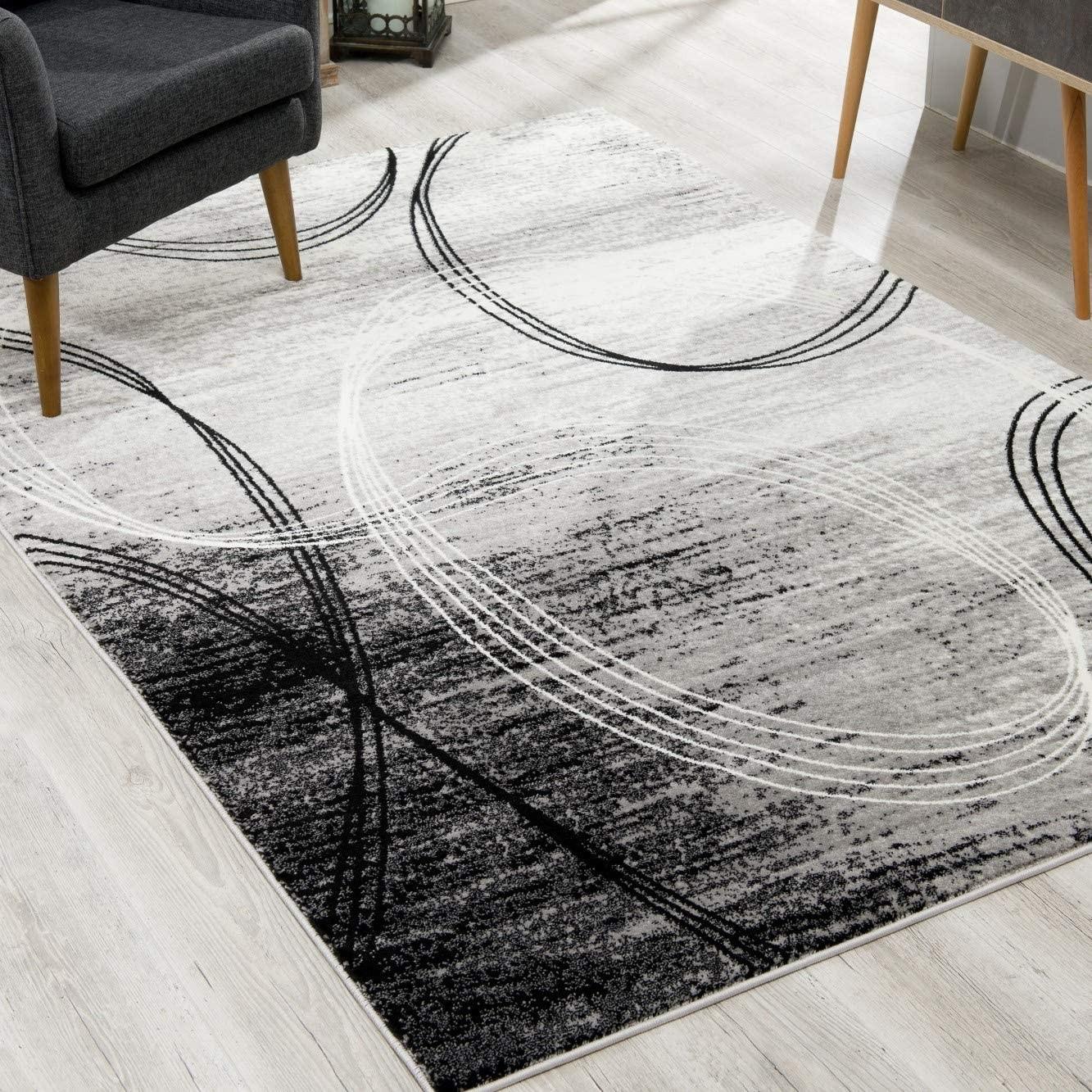 4’ x 6’ Gray Distressed Swirls Area Rug Default Title