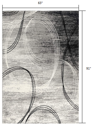 5’ x 8’ Gray Distressed Swirls Area Rug