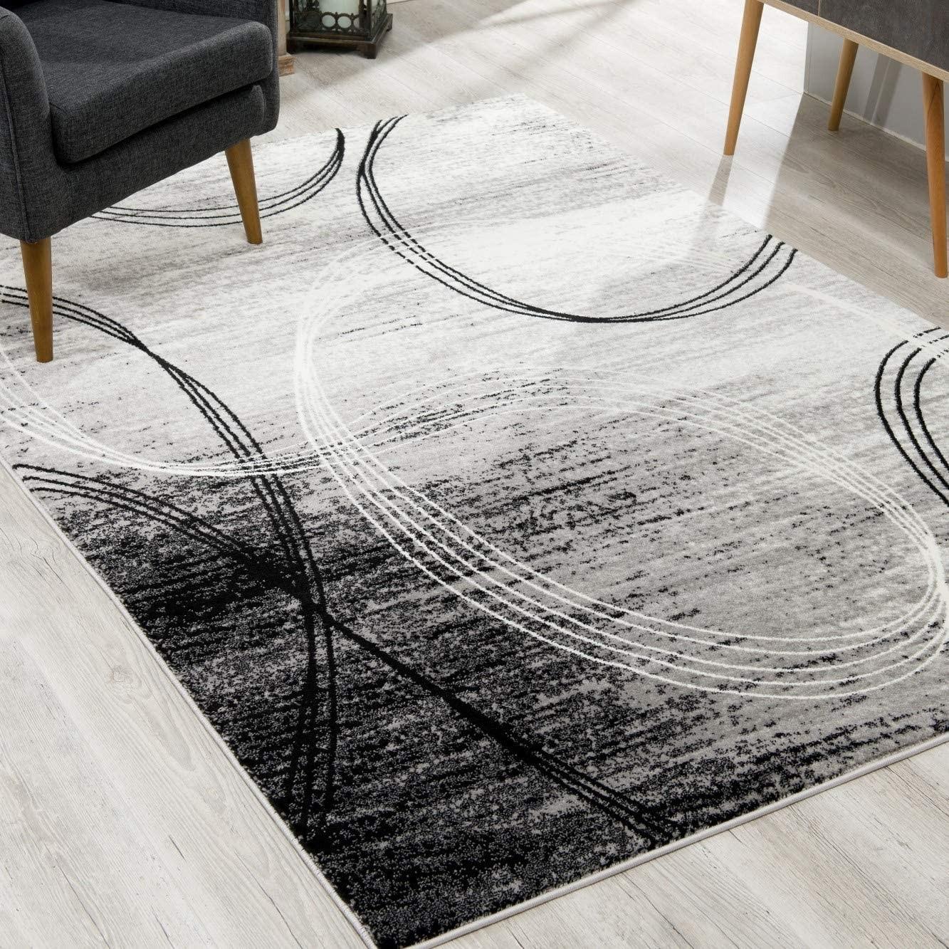 8’ x 11’ Gray Distressed Swirls Area Rug