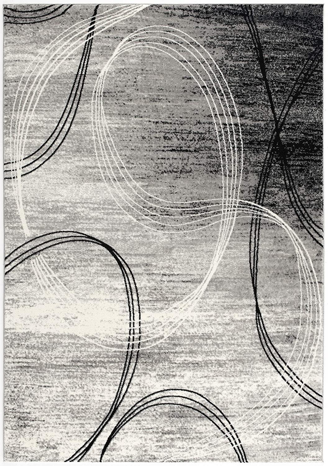 8’ x 11’ Gray Distressed Swirls Area Rug