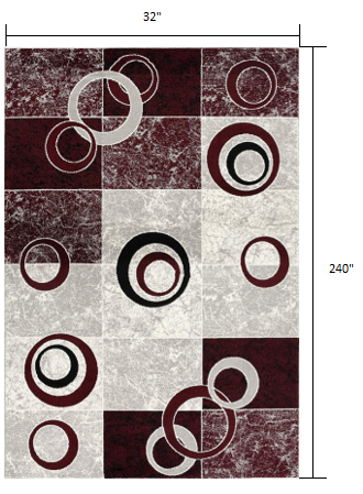 3’ x 20’ Red and White Inverse Circles Runner Rug