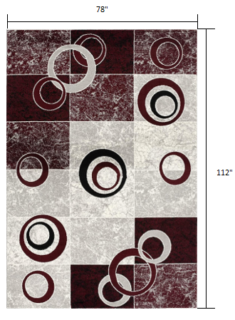 7’ x 9’ Red and White Inverse Circles Area Rug Default Title
