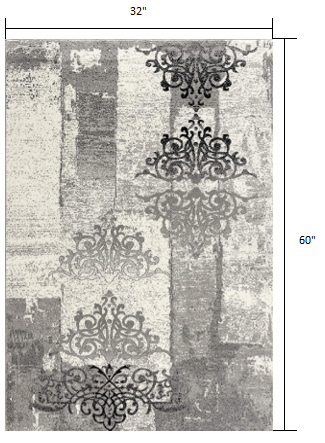 3’ x 5’ Gray Faded Filigree Pattern Area Rug