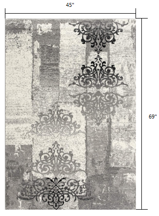 4’ x 6’ Gray Faded Filigree Pattern Area Rug