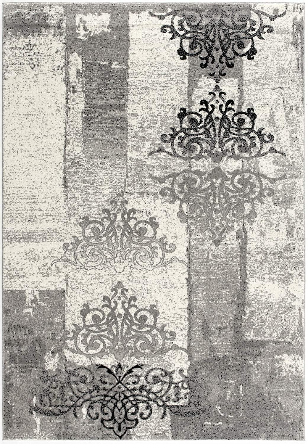 8’ x 11’ Gray Faded Filigree Pattern Area Rug