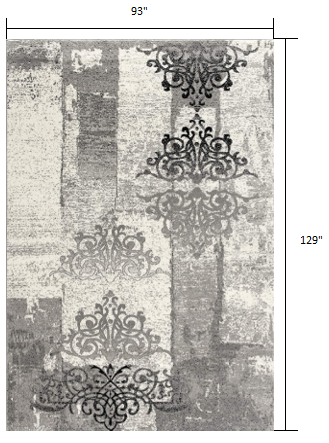 8’ x 11’ Gray Faded Filigree Pattern Area Rug