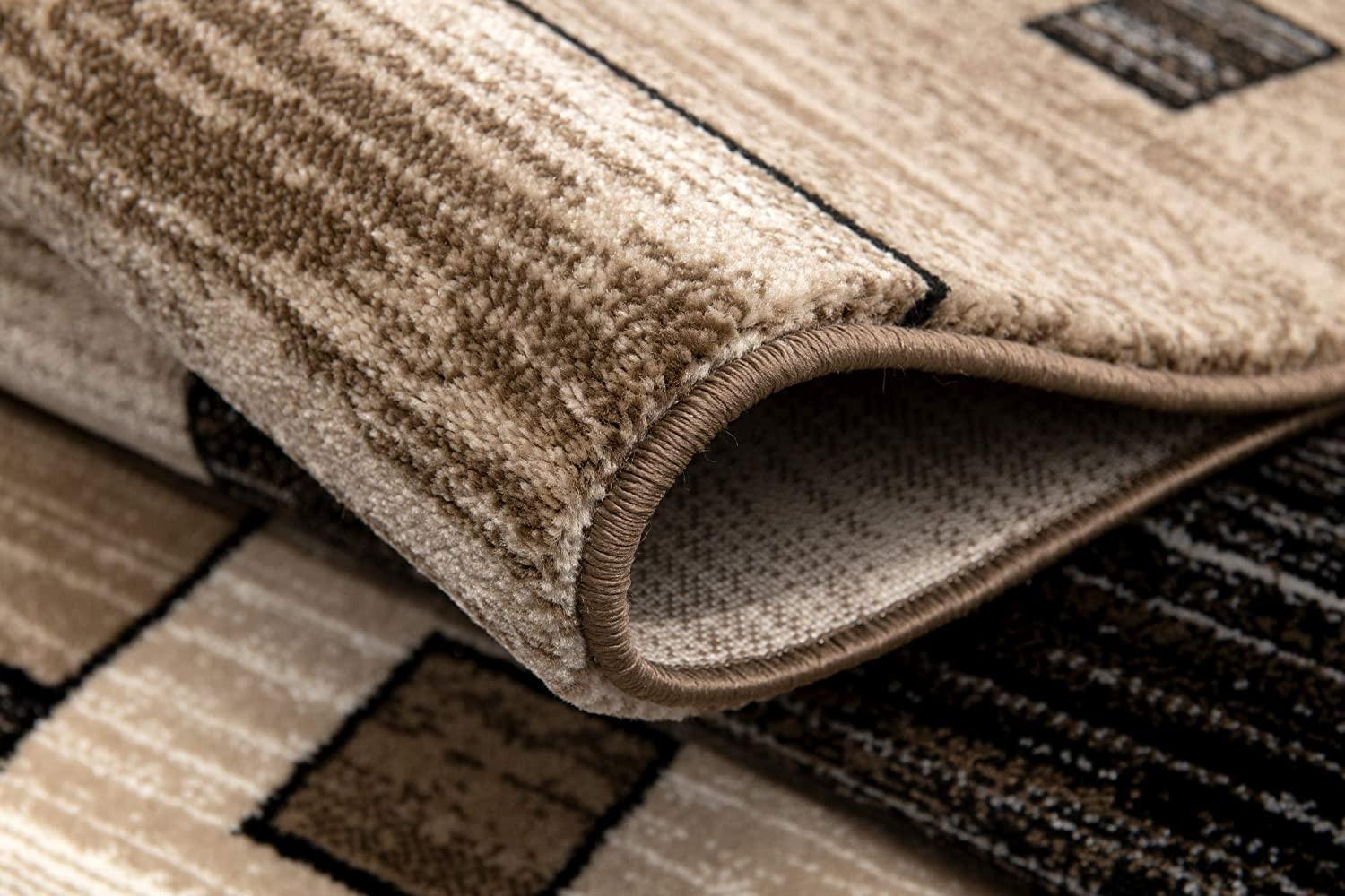 2’ x 20’ Beige and Brown Geometric Runner Rug