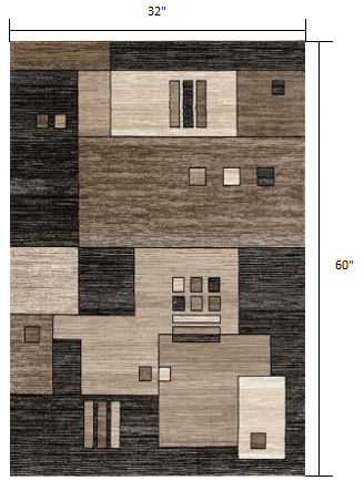 3’ x 5’ Beige and Brown Geometric Area Rug