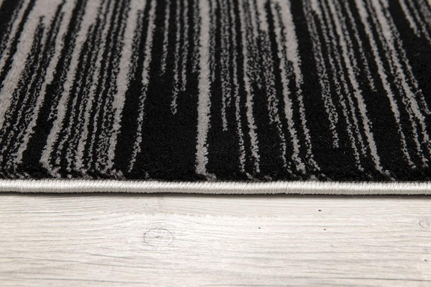 2’ x 20’ Black Transitional Striped Runner Rug