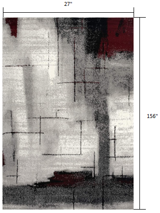 2’ x 13’ Gray and Burgundy Abstract Runner Rug