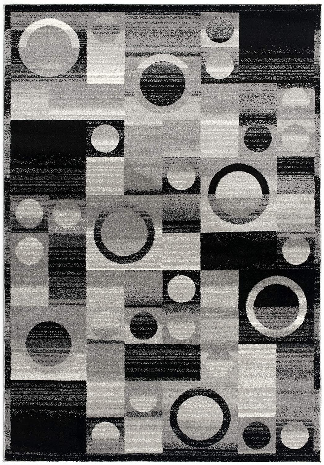 3’ x 20’ Gray Blocks and Rings Runner Rug