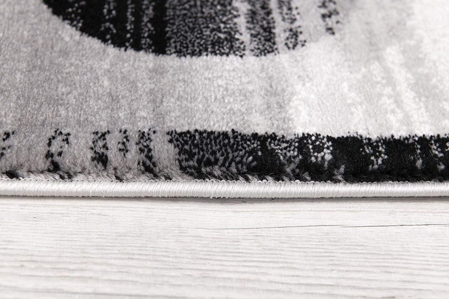 3’ x 20’ Gray Blocks and Rings Runner Rug