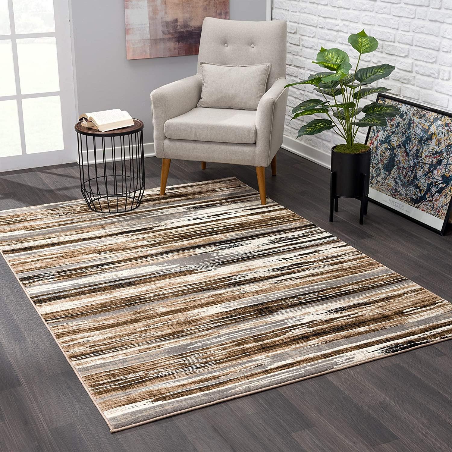 2’ x 20’ Beige Rustic Strokes Runner Rug