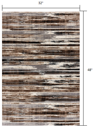 3’ x 5’ Beige Rustic Strokes Area Rug