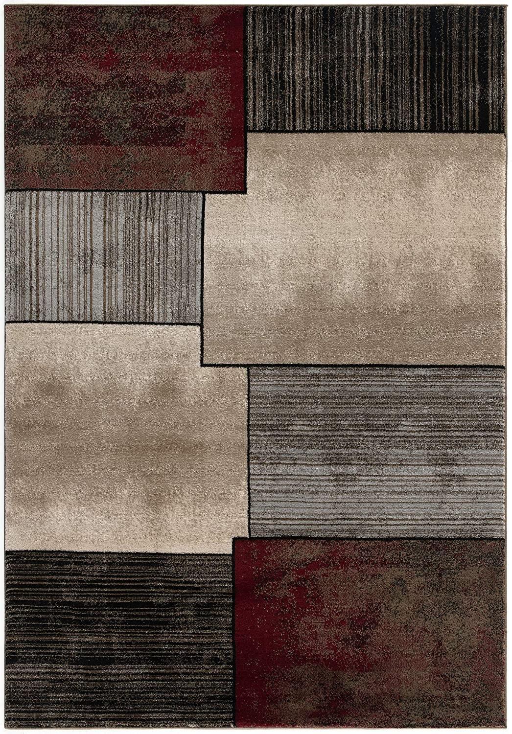 2’ x 10’ Brown Overlapped Blocks Runner Rug