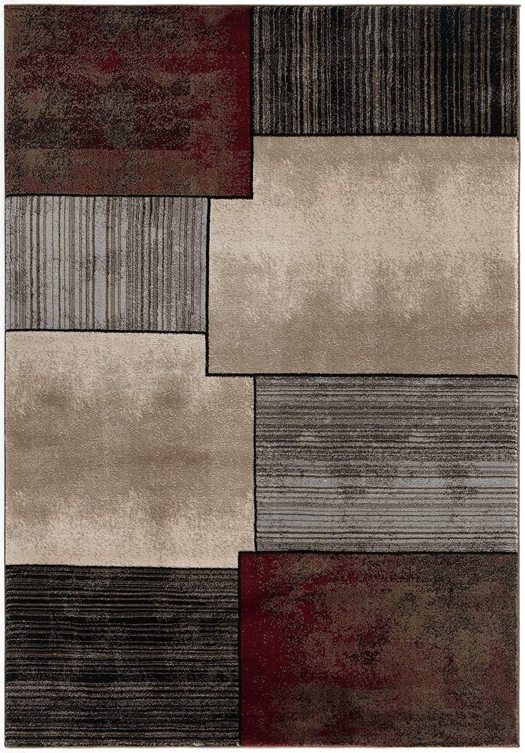 3’ x 5’ Brown Overlapped Blocks Area Rug Default Title