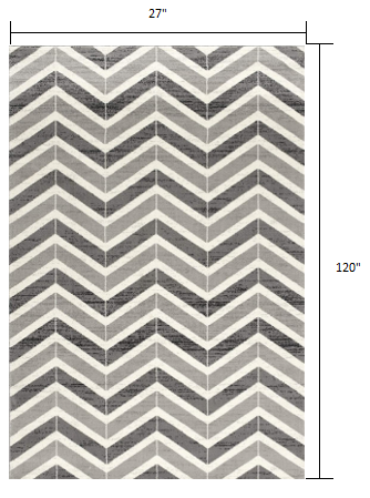 2’ x 10’ Gray Distressed Chevron Runner Rug