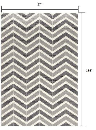 2’ x 13’ Gray Distressed Chevron Runner Rug