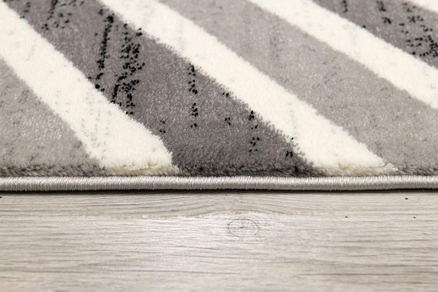 2’ x 15’ Gray Distressed Chevron Runner Rug