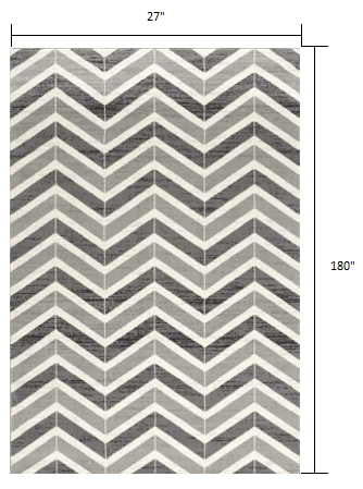 2’ x 15’ Gray Distressed Chevron Runner Rug