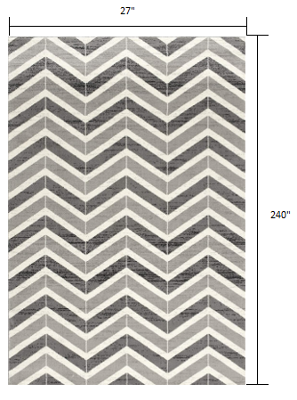 2’ x 20’ Gray Distressed Chevron Runner Rug