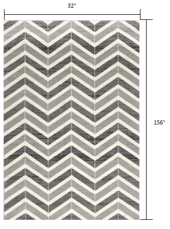 3’ x 13’ Gray Distressed Chevron Runner Rug