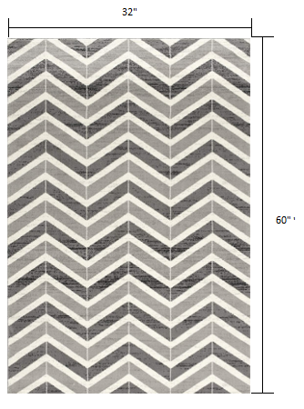 3’ x 5’ Gray Distressed Chevron Area Rug