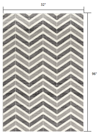 3’ x 8’ Gray Distressed Chevron Runner Rug