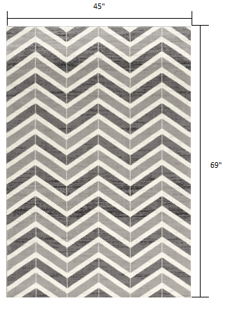 4’ x 6’ Gray Distressed Chevron Area Rug