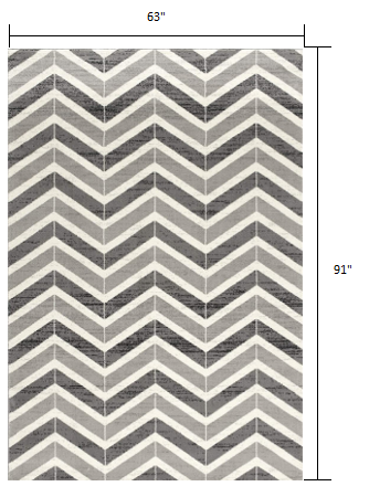 5’ x 8’ Gray Distressed Chevron Area Rug