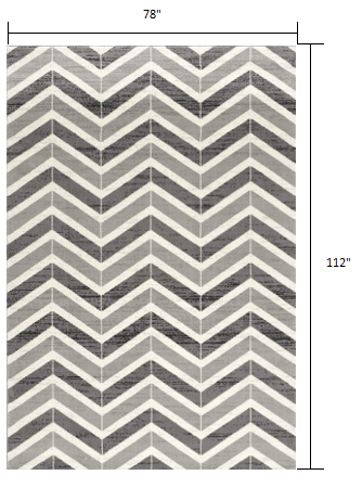 7’ x 9’ Gray Distressed Chevron Area Rug