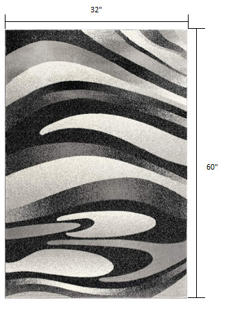 3’ x 5’ Black and Gray Abstract Marble Area Rug