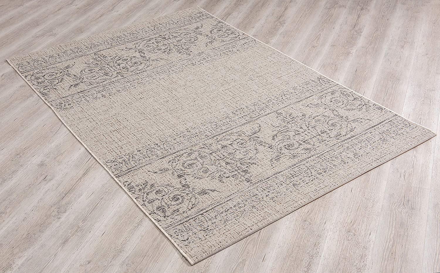 5’ x 8’ Ivory Distressed Scroll Pattern Area Rug Default Title