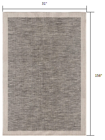 3’ x 13’ Sand and Gray Distressed Border Runner Rug