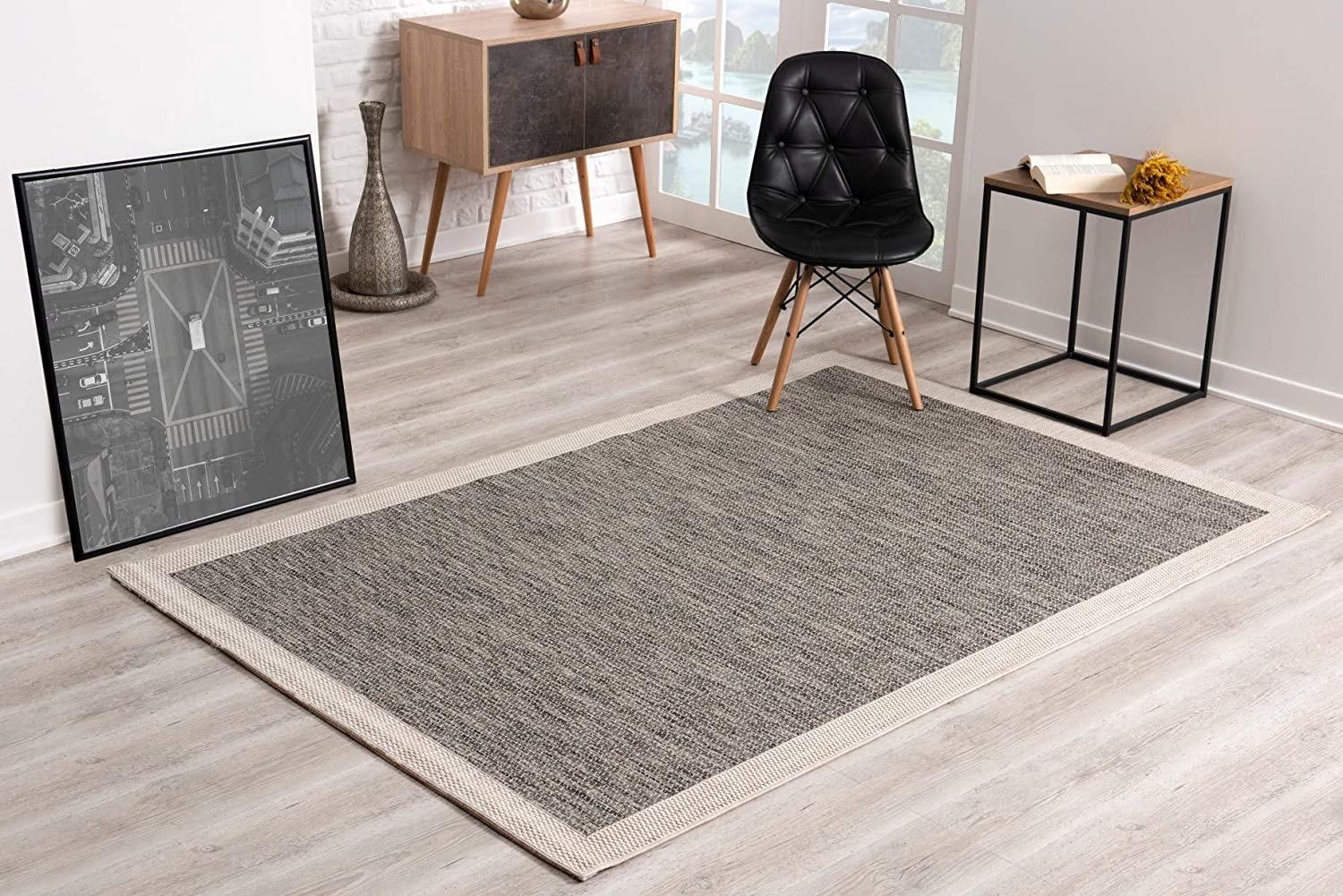3’ x 8’ Sand and Gray Distressed Border Runner Rug Default Title