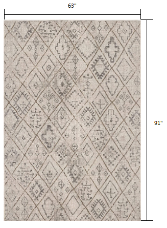 5’ x 8’ Ivory Boho Chic Berber Area Rug