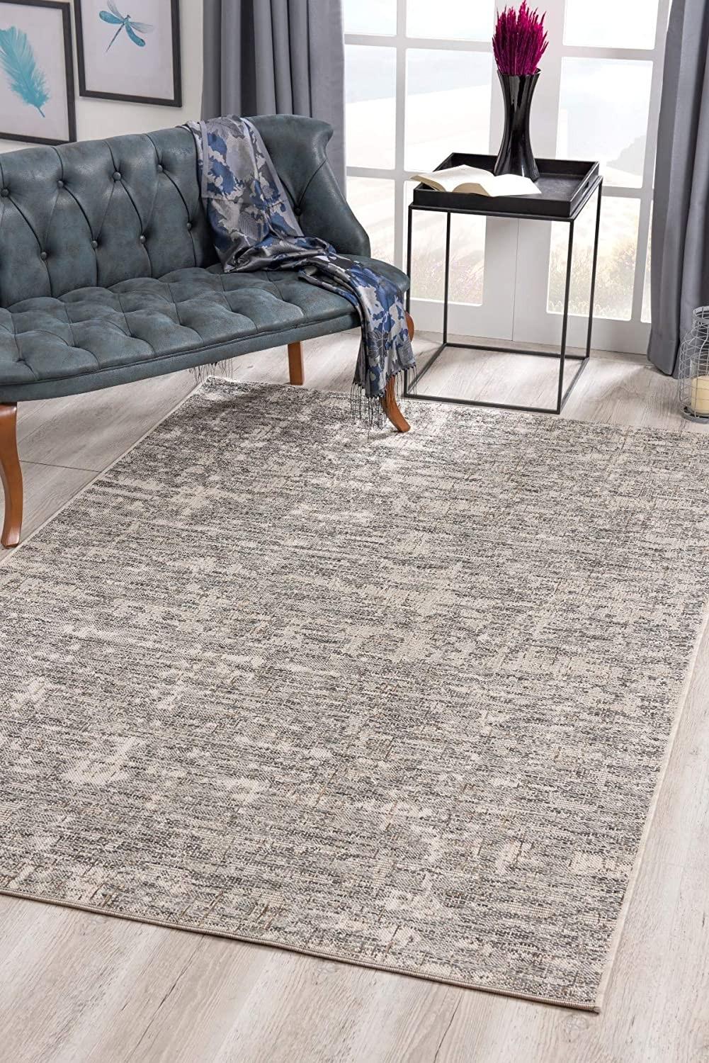 3’ x 10’ Ivory and Gray Modern Weathered Runner Rug