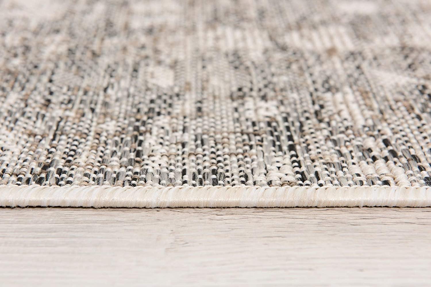 3’ x 10’ Ivory and Gray Modern Weathered Runner Rug