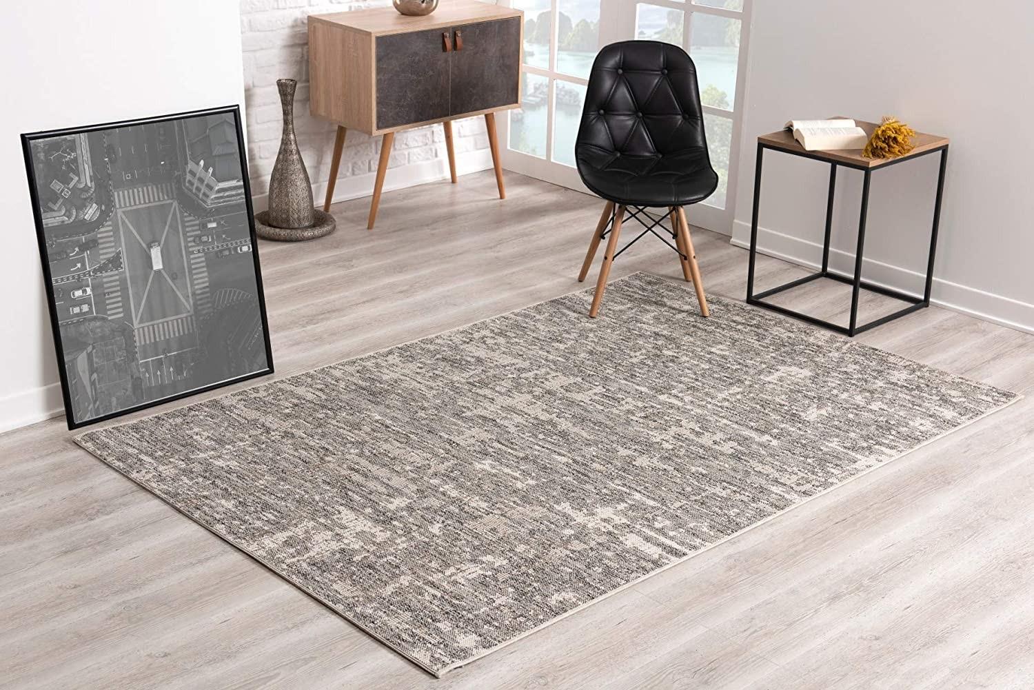 3’ x 8’ Ivory and Gray Modern Weathered Runner Rug Default Title