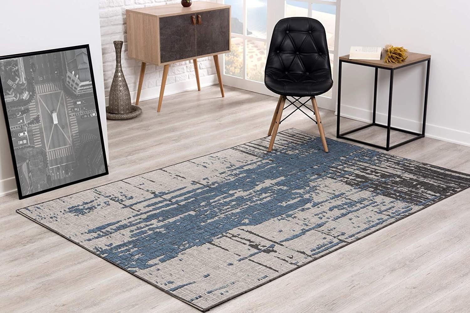 3’ x 5’ Teal Blue Abstract Textured Area Rug Default Title