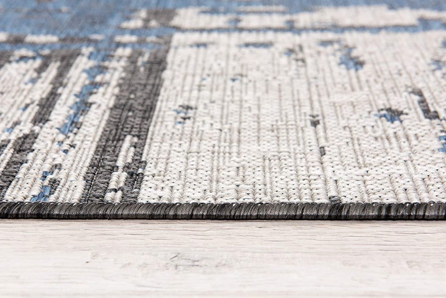 3’ x 5’ Teal Blue Abstract Textured Area Rug