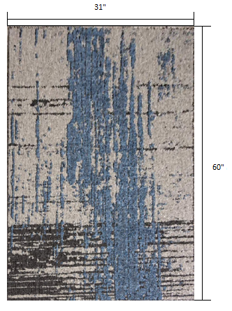 3’ x 5’ Teal Blue Abstract Textured Area Rug