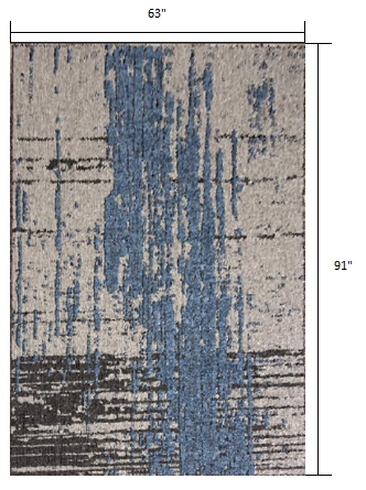 5’ x 8’ Teal Blue Abstract Textured Area Rug