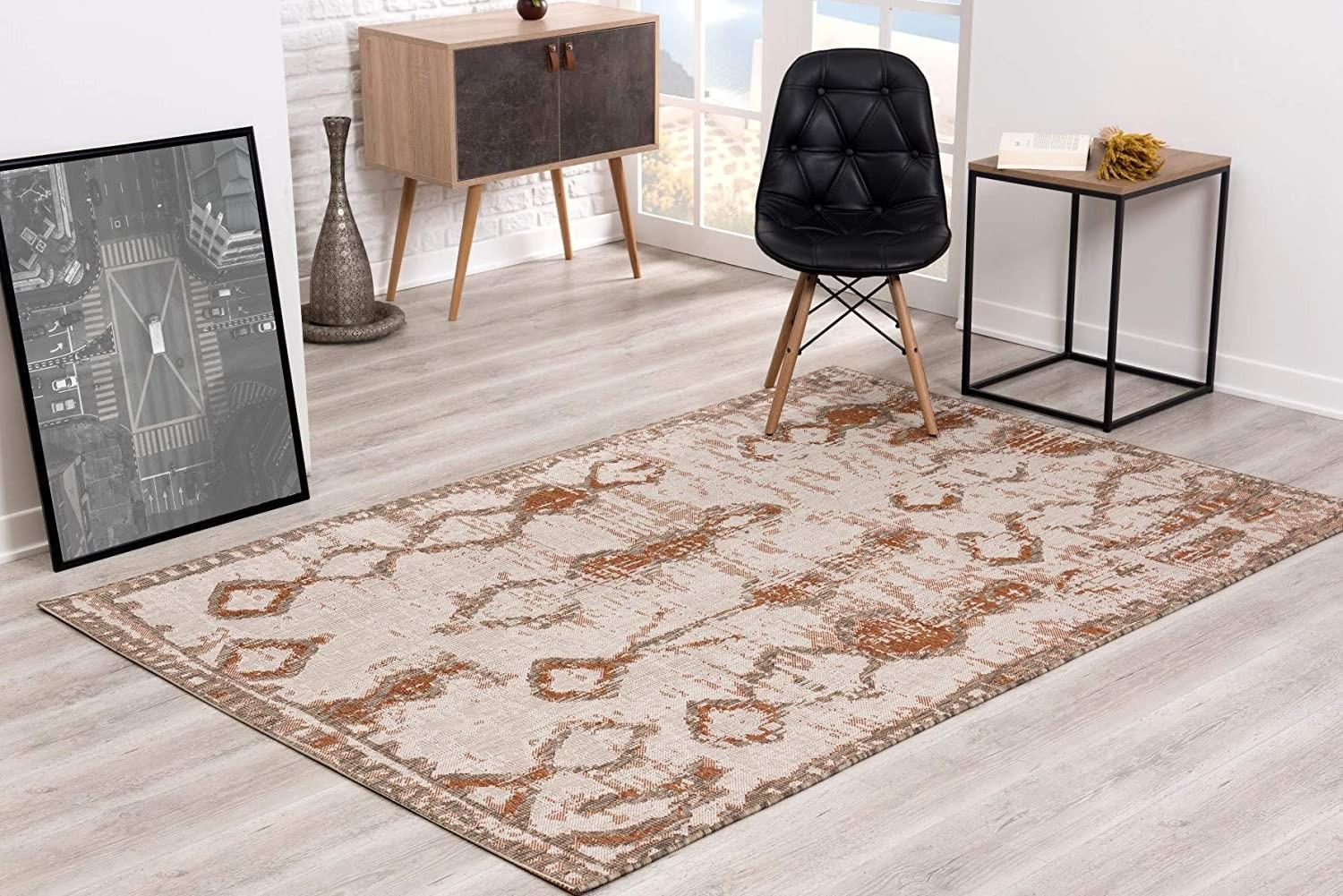 5’ x 8’ Brown Rust Distressed Area Rug Default Title