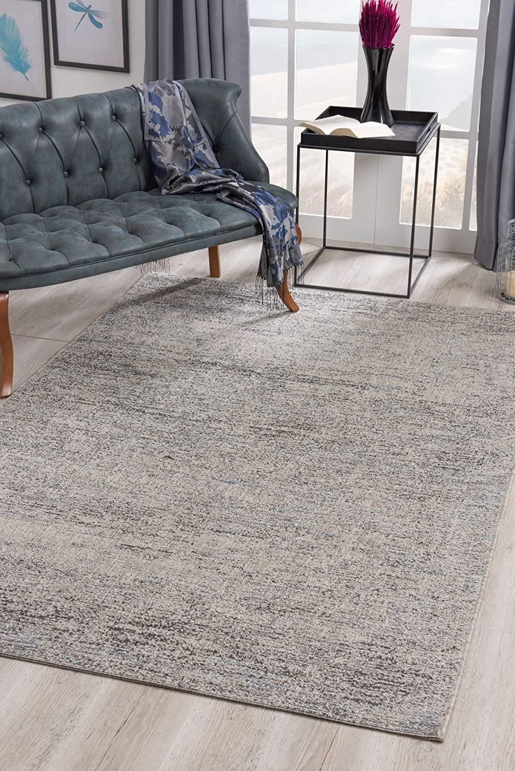 3’ x 15’ Blue and Gray Distressed Runner Rug