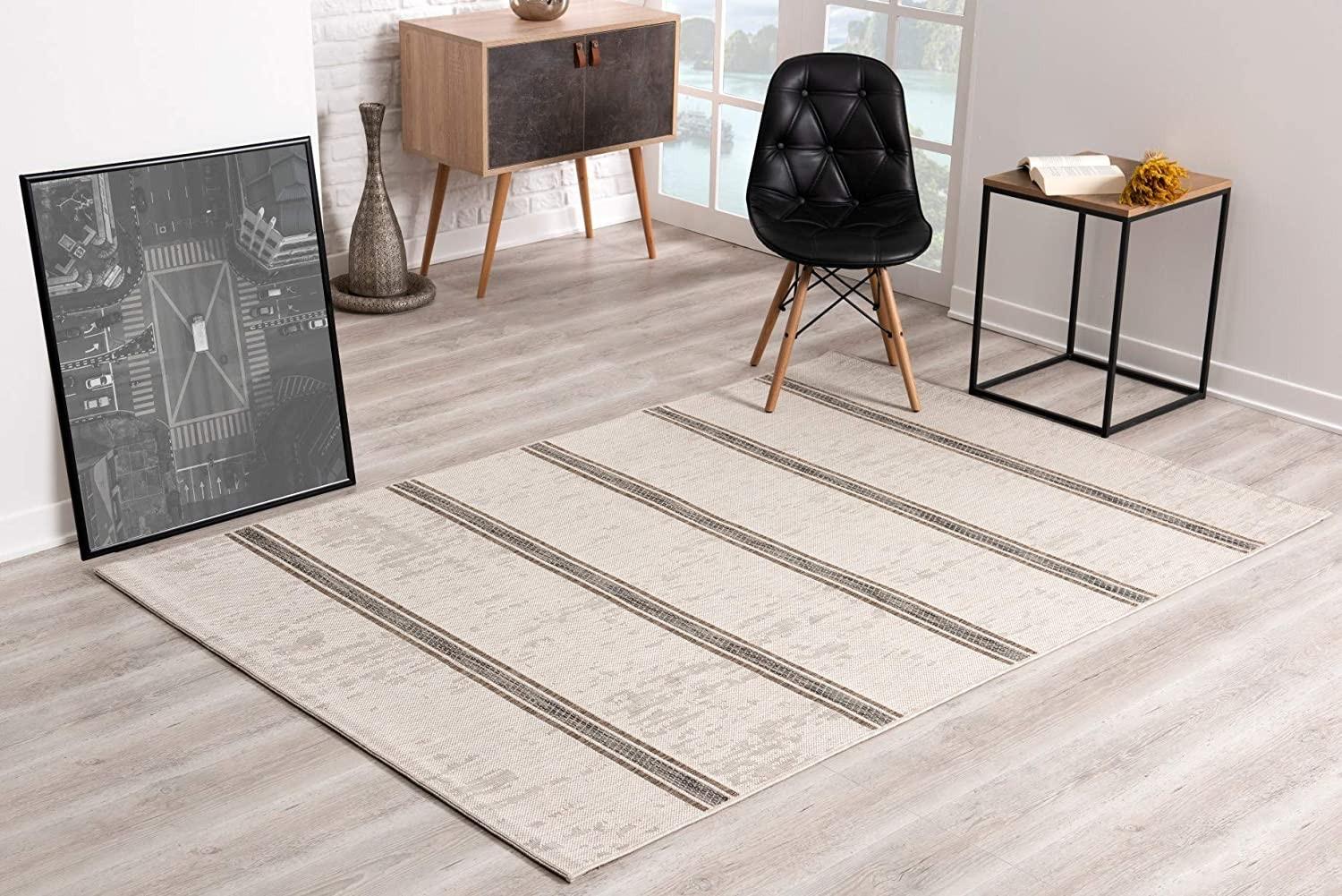8’ x 10’ Ivory Transitional Striped Area Rug Default Title