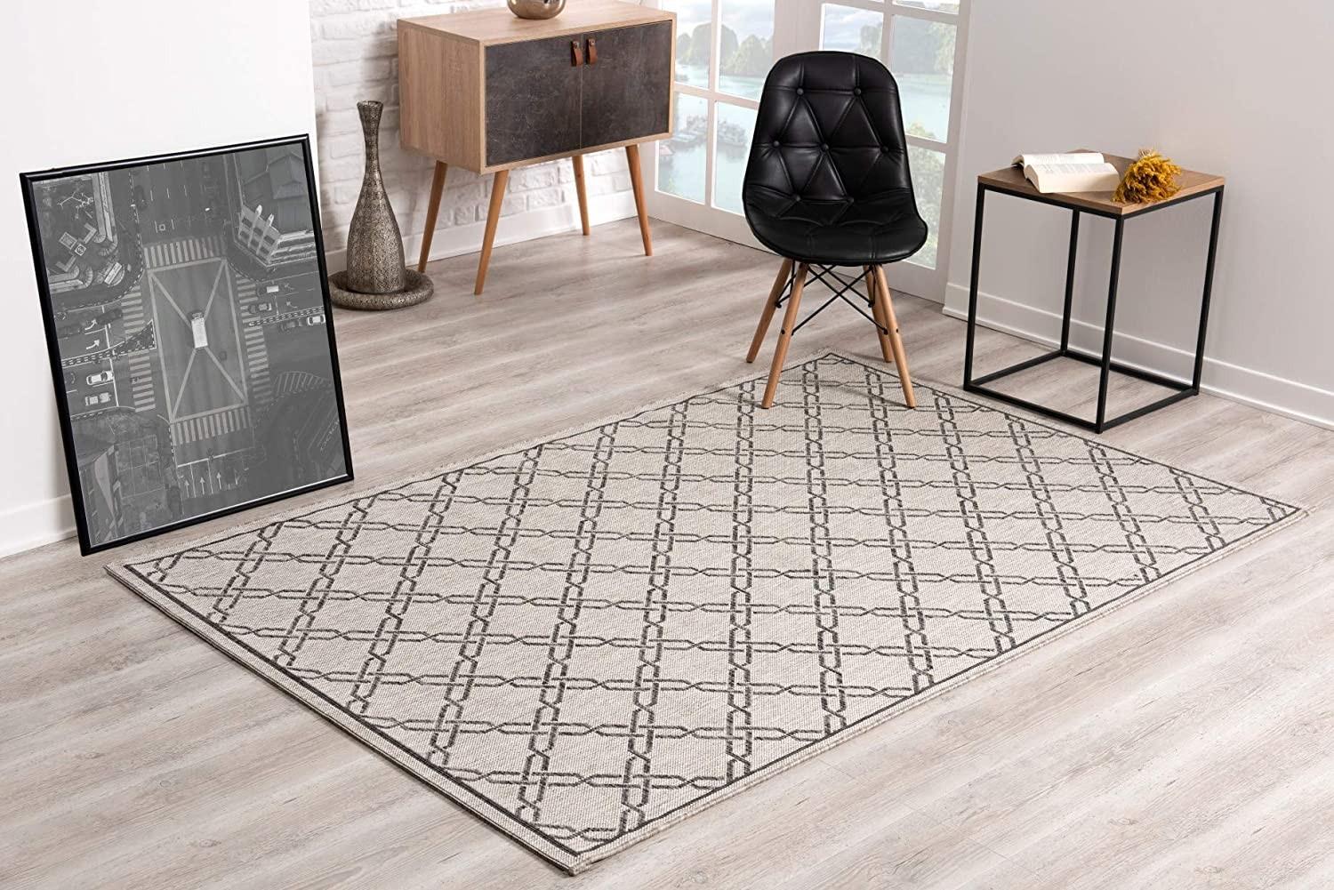 8’ x 10’ Gray Geometric Lattice Area Rug Default Title