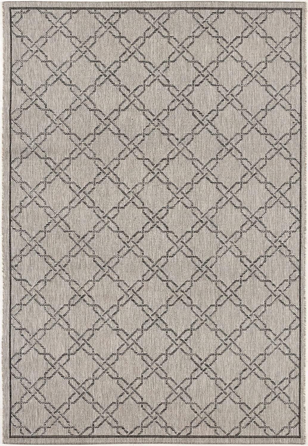 8’ x 10’ Gray Geometric Lattice Area Rug