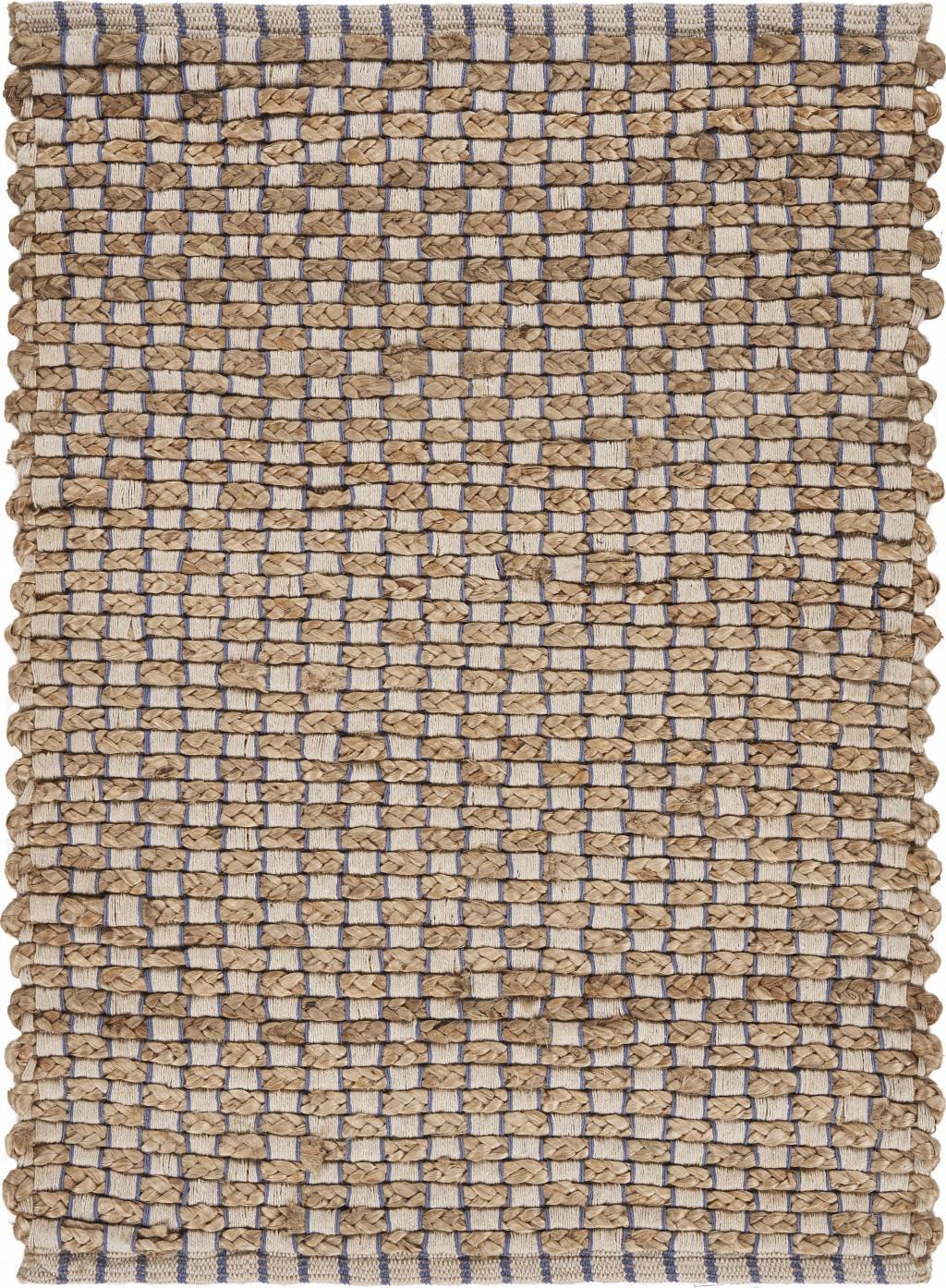 2’ x 3’ Tan and Navy Checkered Scatter Rug Default Title